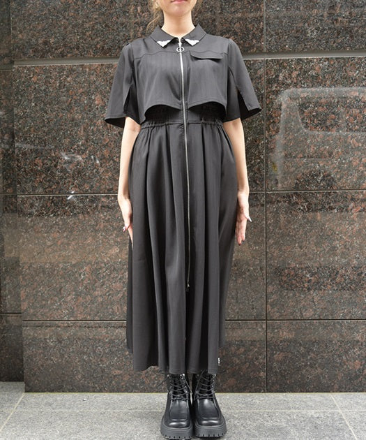 Zip & Contrast Fabric Dress