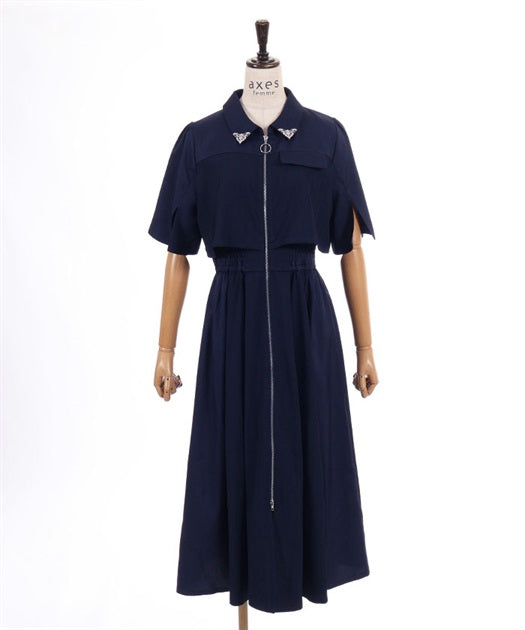 Zip & Contrast Fabric Dress