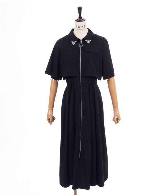Zip & Contrast Fabric Dress