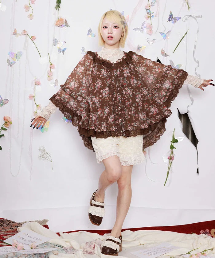 Floral Pattern Poncho