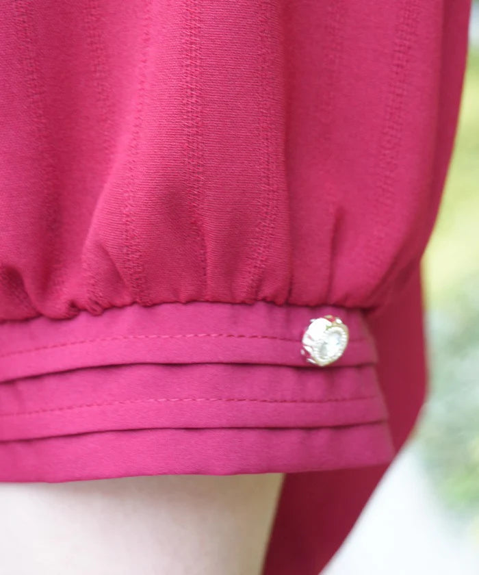 Gold Button Choker-Style Blouse