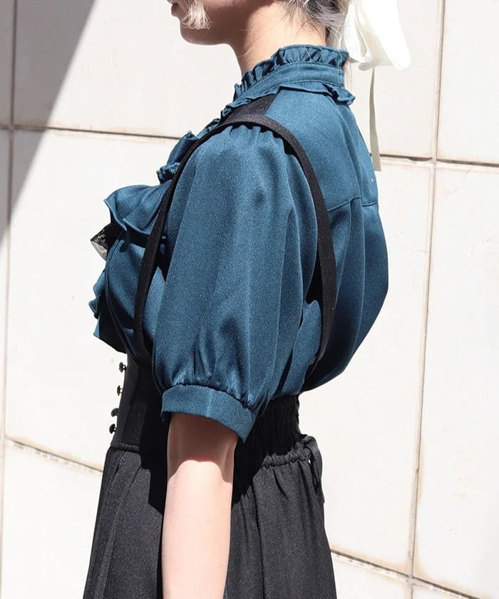 Ribbon & Jabot Brooch Blouse