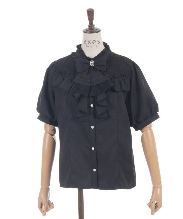 Ribbon & Jabot Brooch Blouse