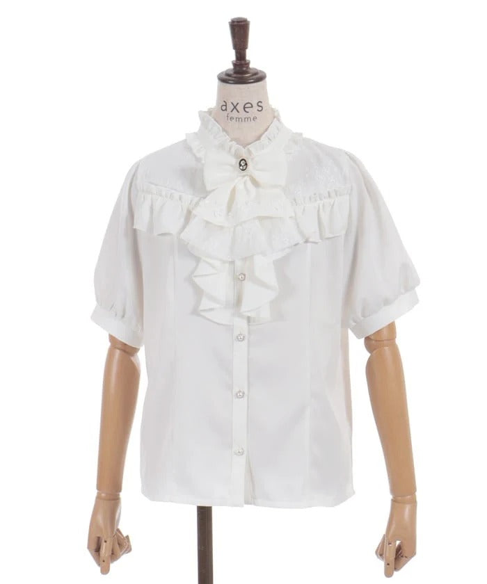 Ribbon & Jabot Brooch Blouse