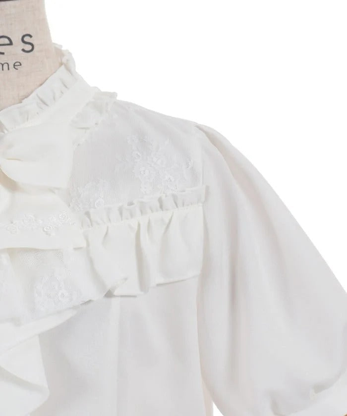 Ribbon & Jabot Brooch Blouse