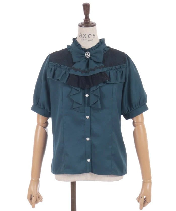 Ribbon & Jabot Brooch Blouse