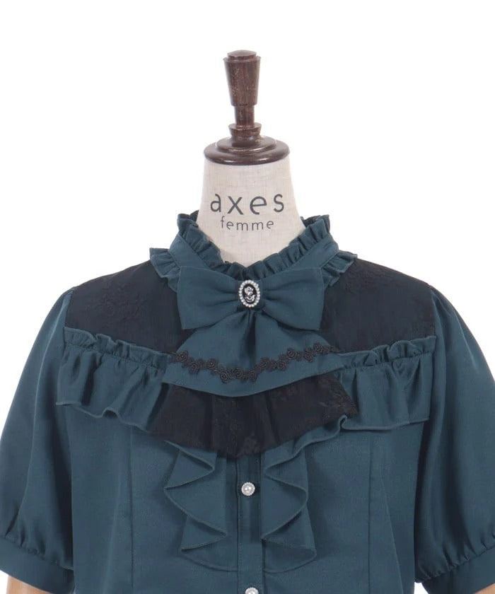 Ribbon & Jabot Brooch Blouse