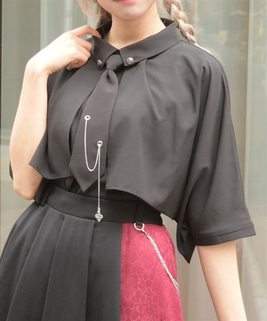 Blouse with Chain Necktie