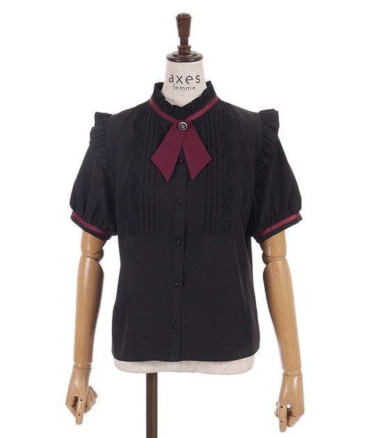 Tie Set Pin Tuck Blouse