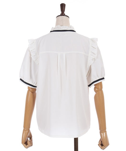 Tie Set Pin Tuck Blouse