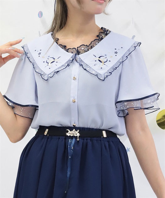 Luminous Moon Embroidery Blouse