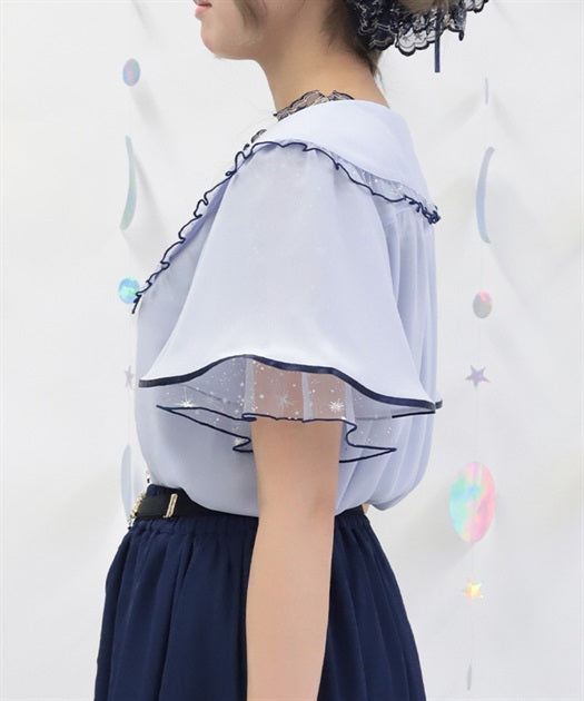 Luminous Moon Embroidery Blouse