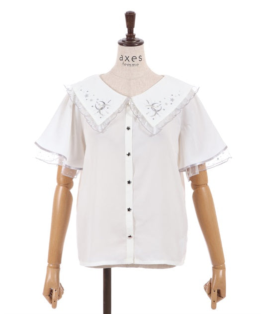 Luminous Moon Embroidery Blouse