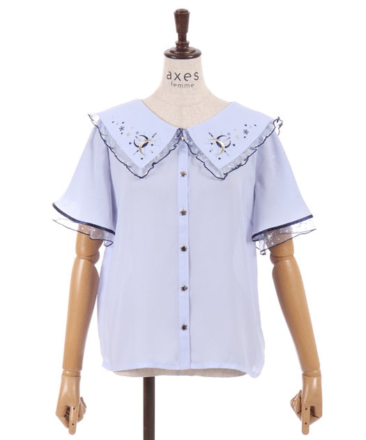 Luminous Moon Embroidery Blouse