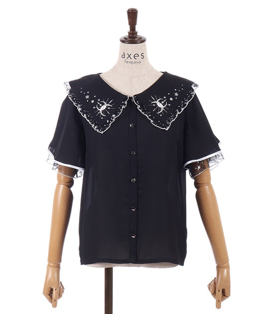 Luminous Moon Embroidery Blouse