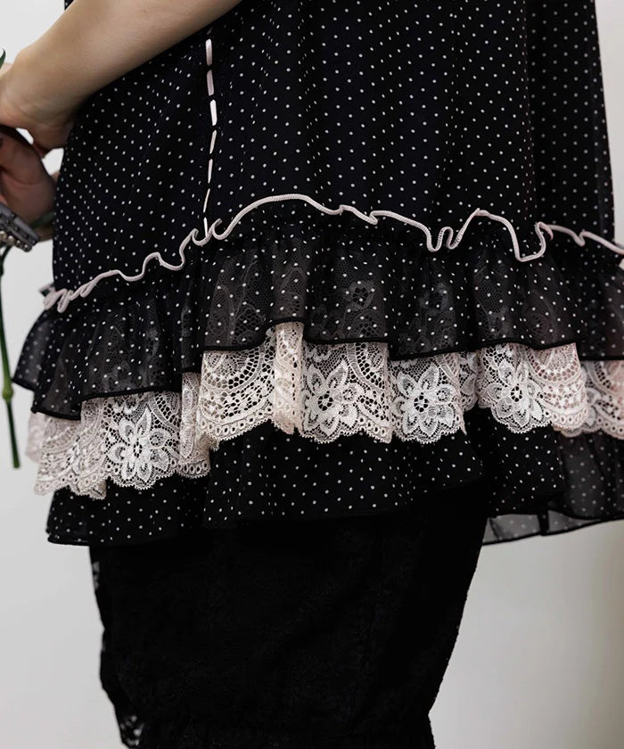 Dot Print Flare Blouse