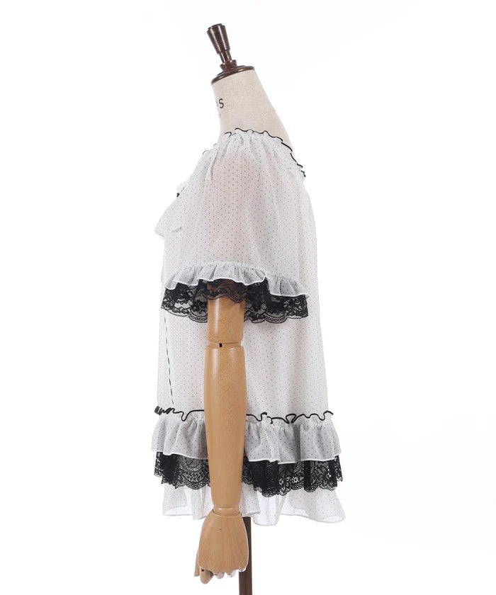 Dot Print Flare Blouse