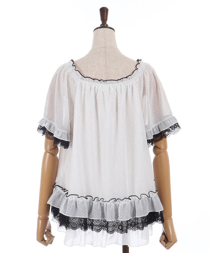 Dot Print Flare Blouse