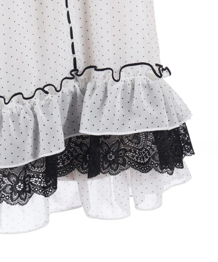Dot Print Flare Blouse