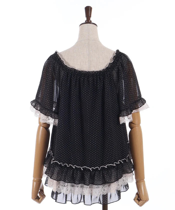 Dot Print Flare Blouse