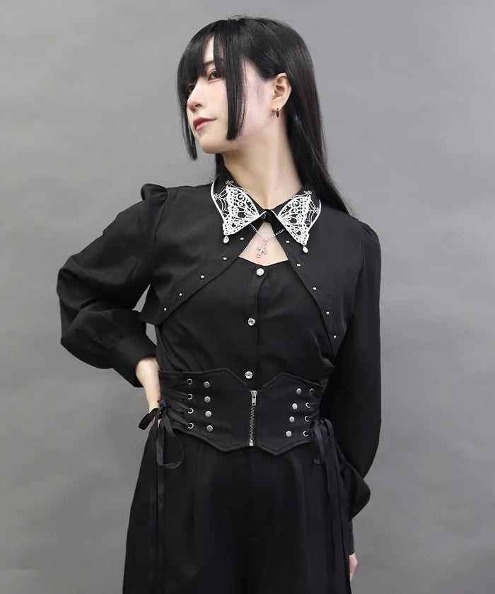 Butterfly Collar Embroidery Blouse