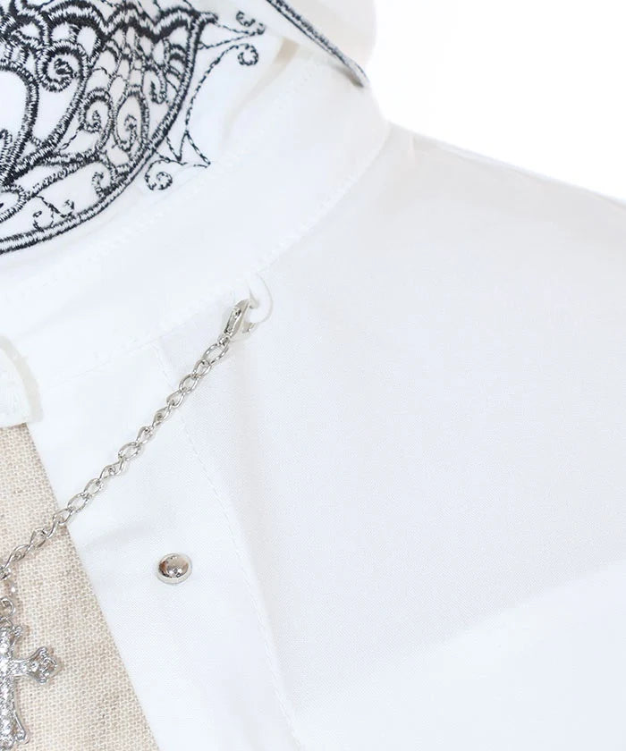Butterfly Collar Embroidery Blouse