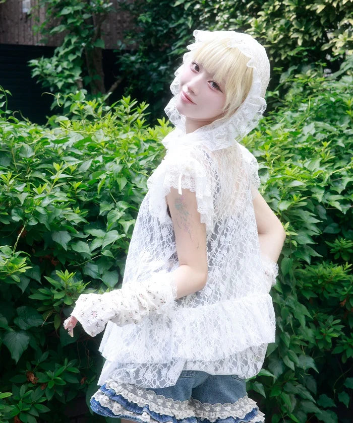 Frill Hood Lace Top