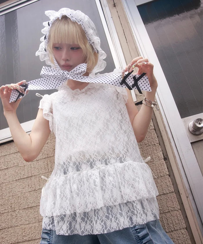 Frill Hood Lace Top