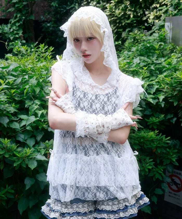 Frill Hood Lace Top