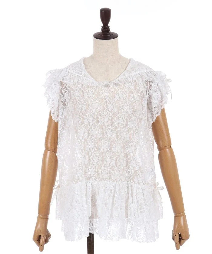 Frill Hood Lace Top
