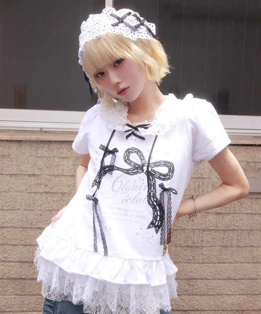 Ribbon Print Hood Top