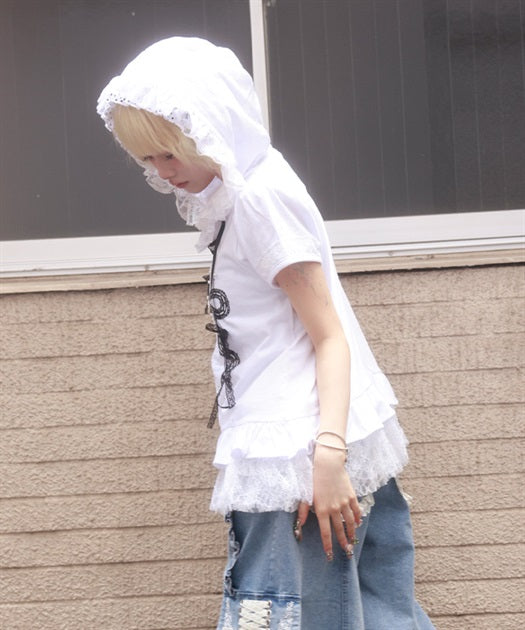 Ribbon Print Hood Top
