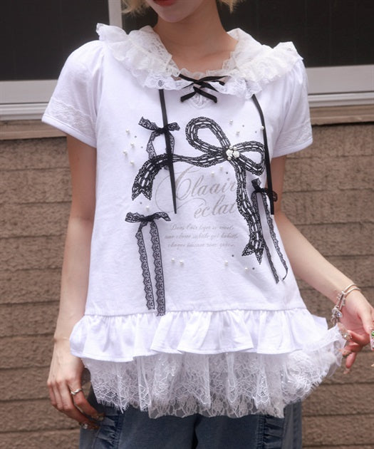Ribbon Print Hood Top