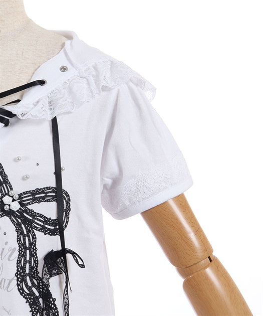 Ribbon Print Hood Top