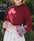 Strawberry Tulle Lace Three-Quarter Sleeve Pullover