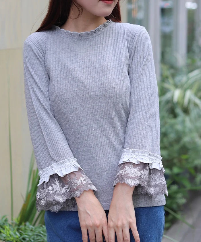 Tulle Embroidery Color Lace Pullover