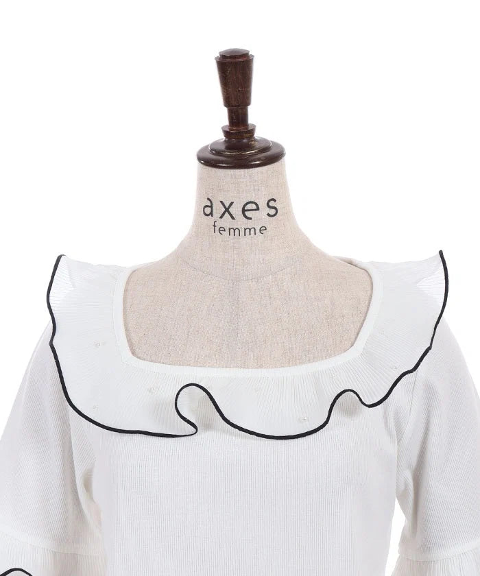 Pleated Frill Bicolor Pullover