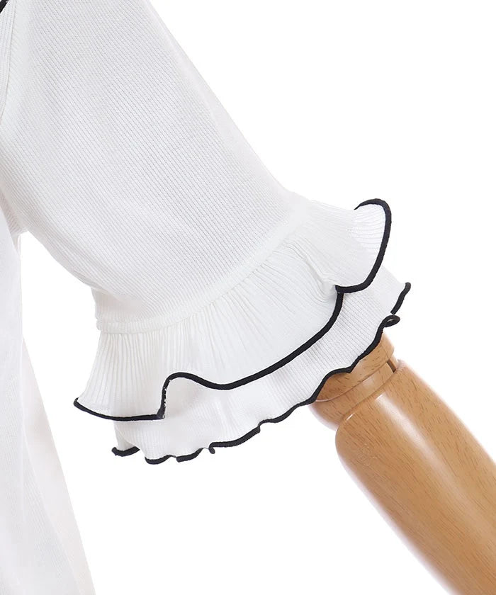 Pleated Frill Bicolor Pullover
