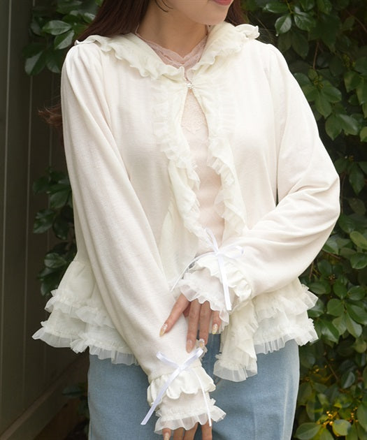 UV Cut Hood Frill Cardigan