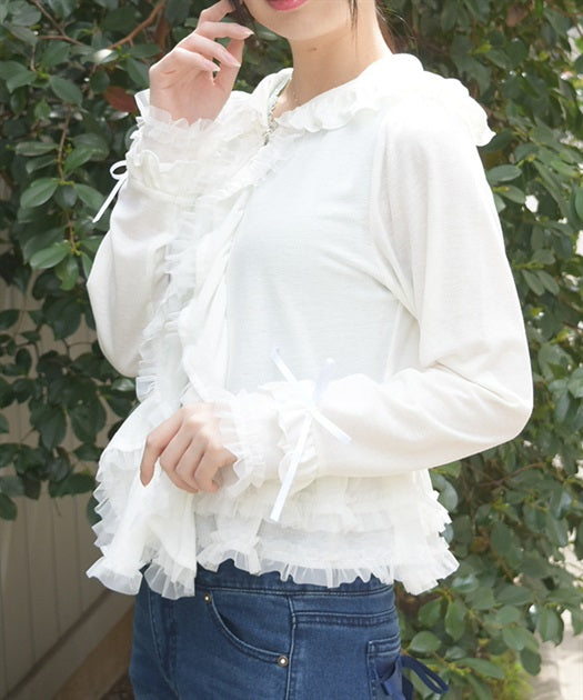 UV Cut Hood Frill Cardigan