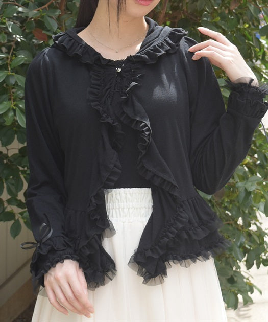 UV Cut Hood Frill Cardigan