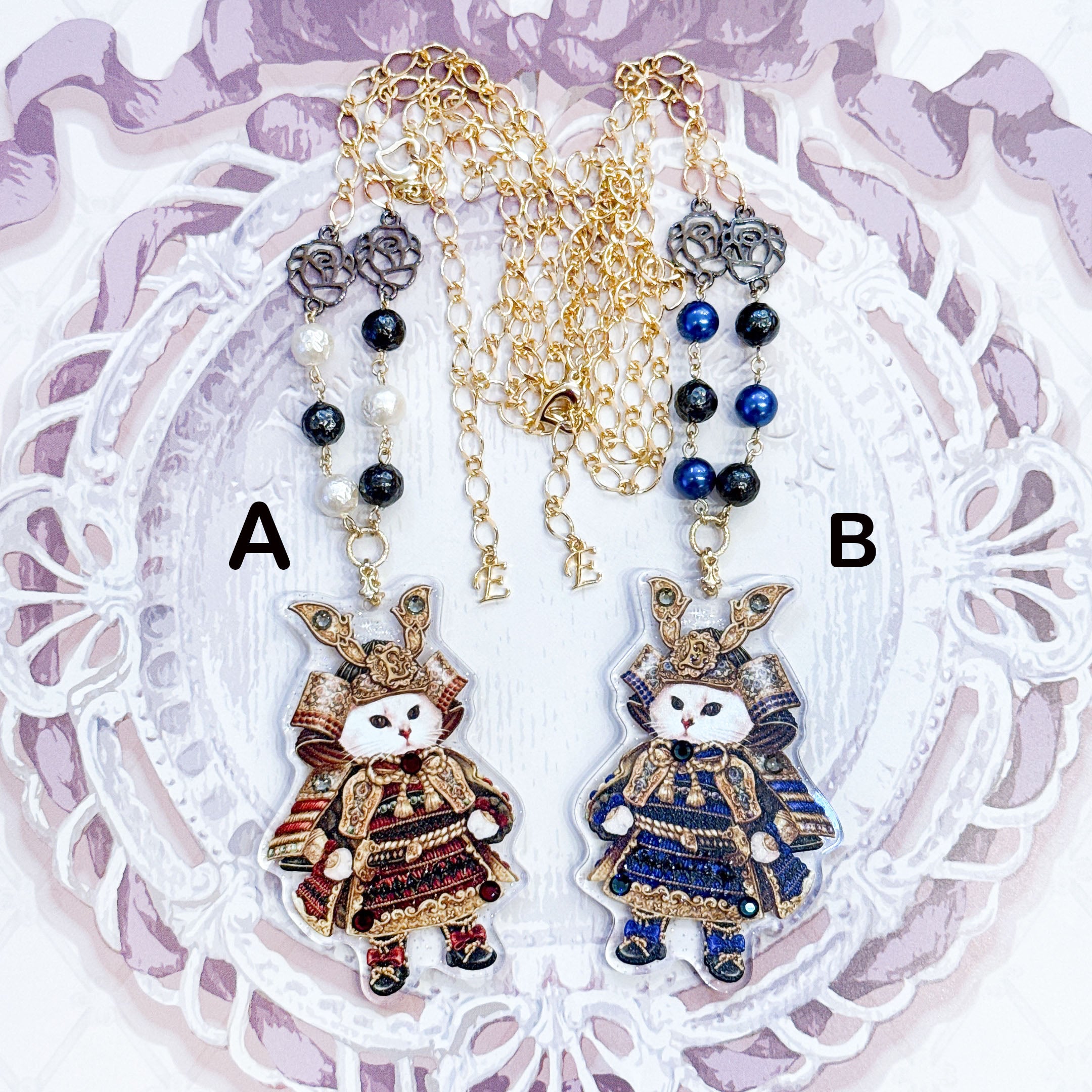 Gorgeous Armor Wearing Twins of Kittens Necklace