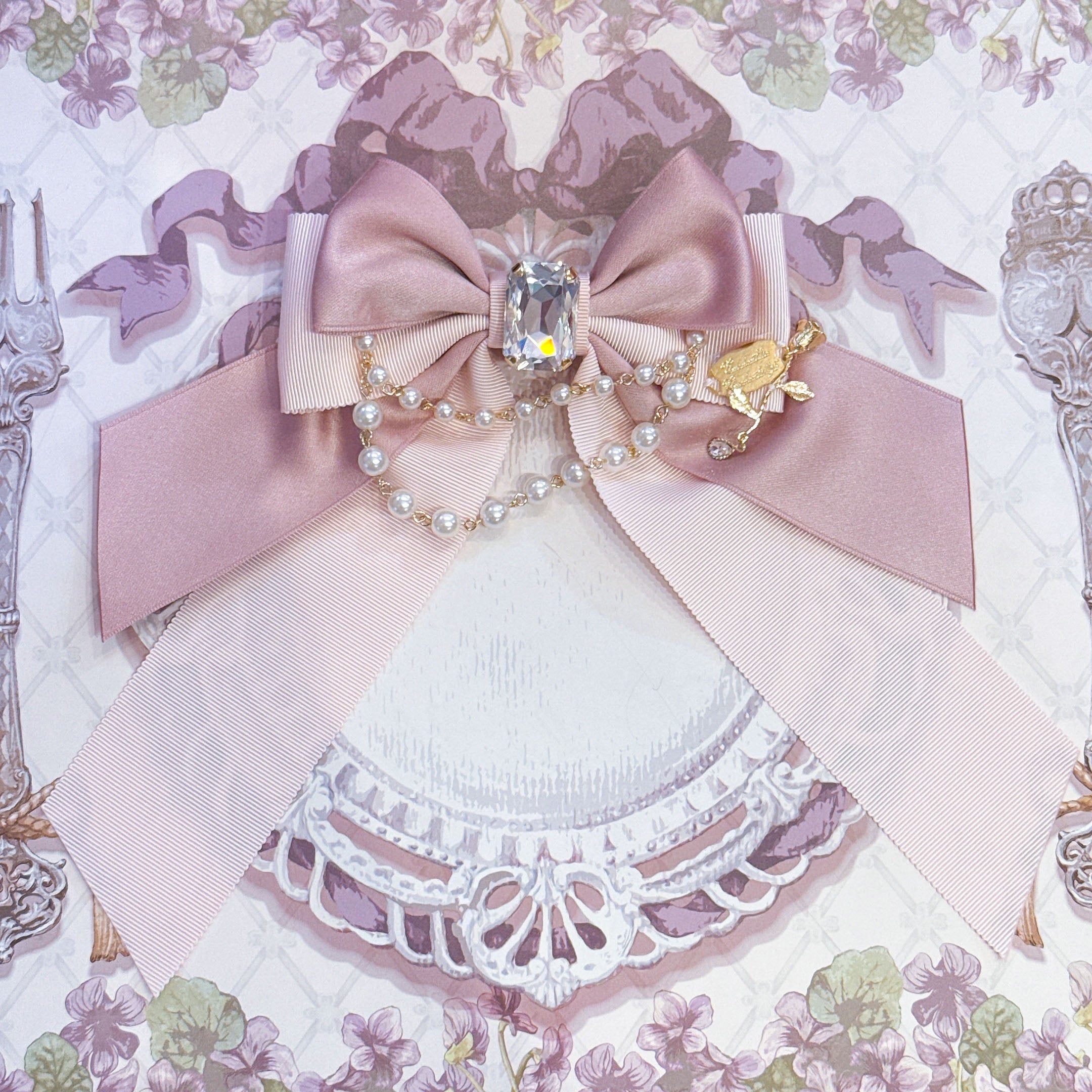 Jewelry Box Pearl Ribbon Brooch