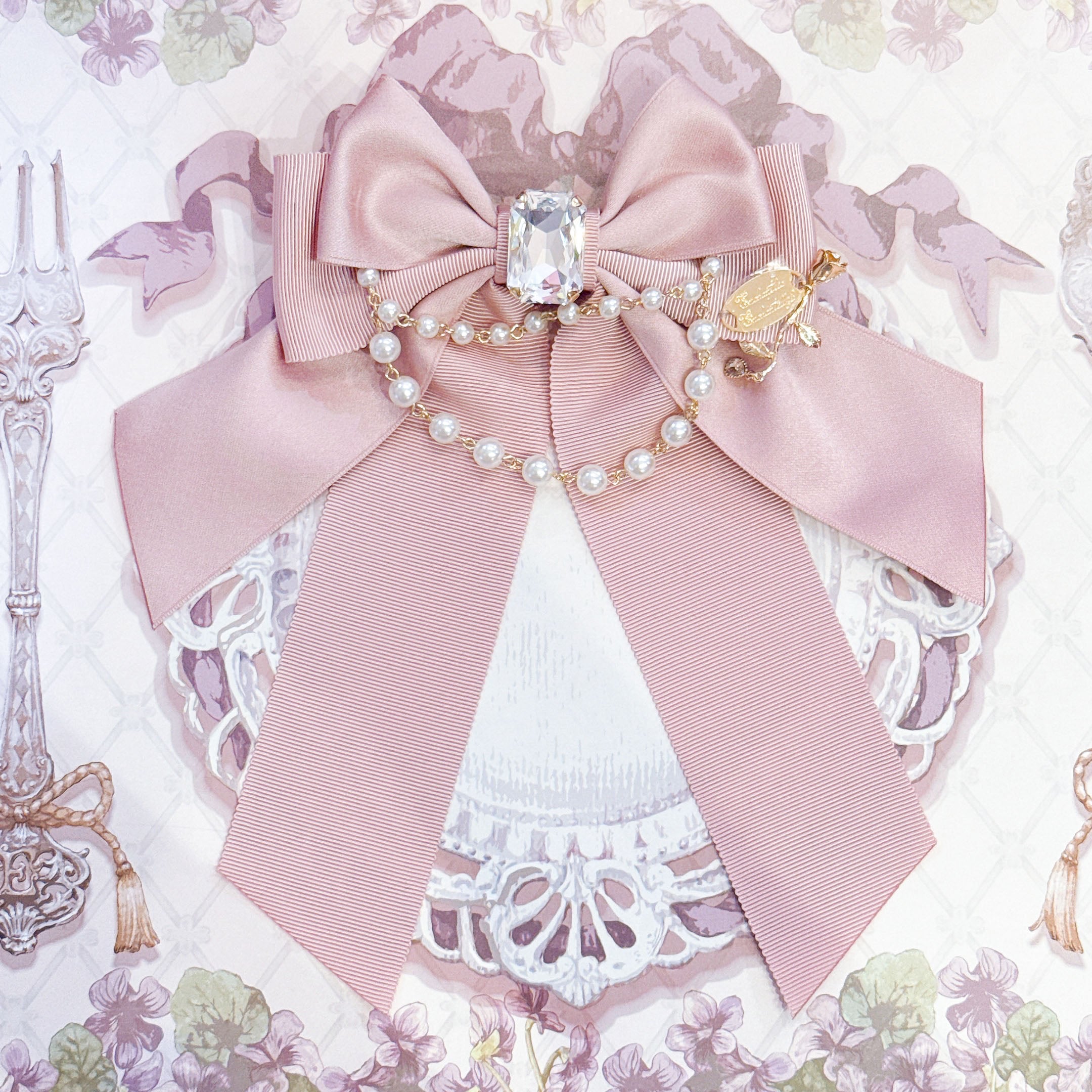 Jewelry Box Pearl Ribbon Brooch