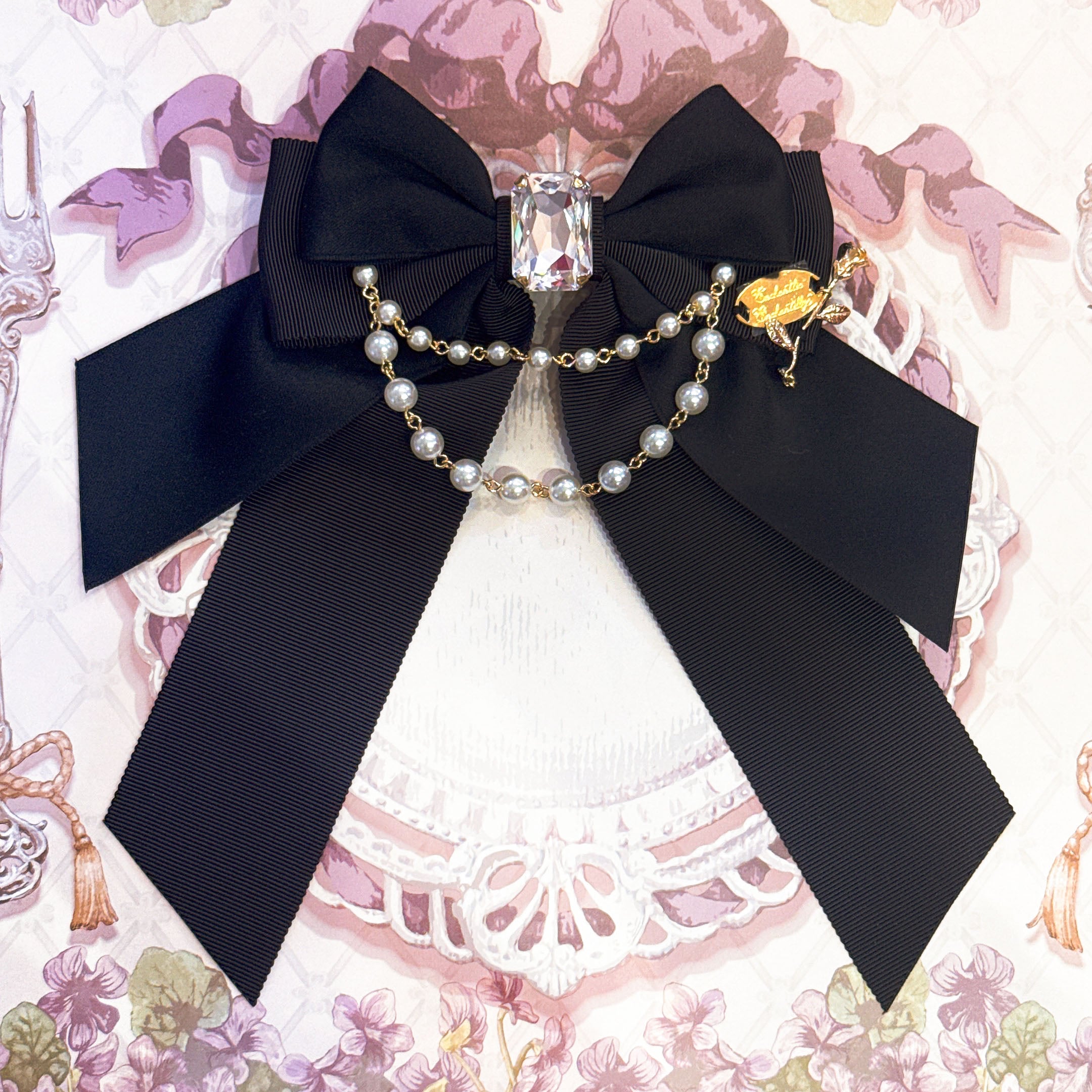 Jewelry Box Pearl Ribbon Brooch