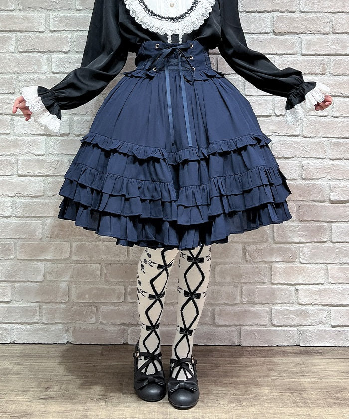 Lace-Up Frill Skirt