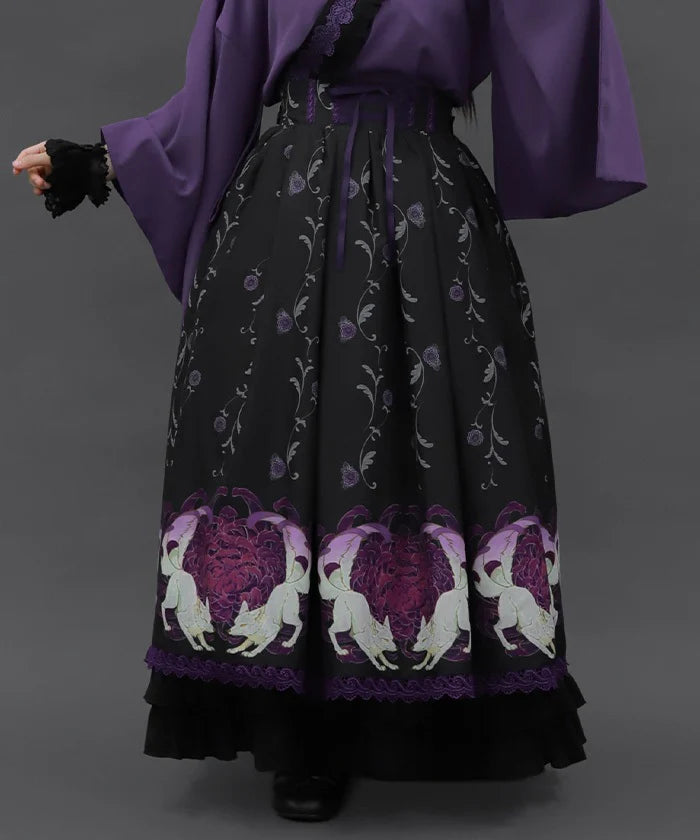 Chrysanthemum & Fox Pattern Skirt