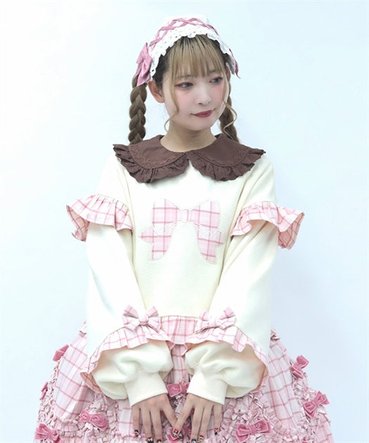 Ribbon Patch Cropped Pullover