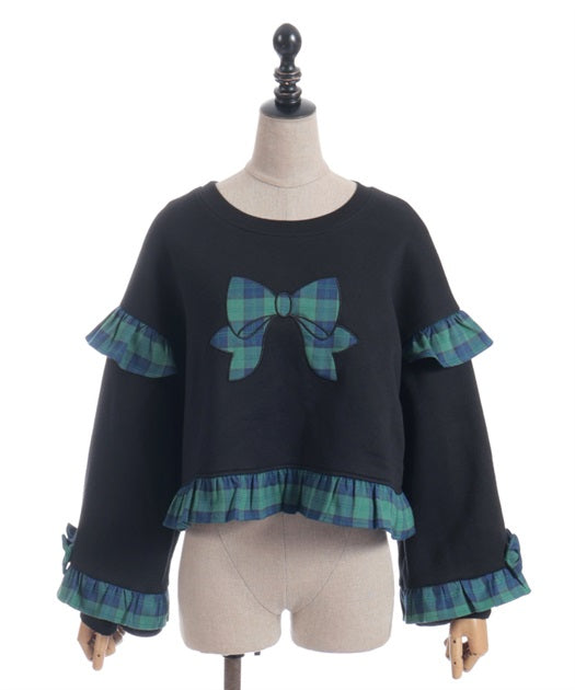 Ribbon Patch Cropped Pullover