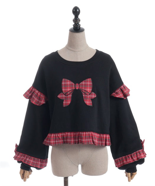 Ribbon Patch Cropped Pullover